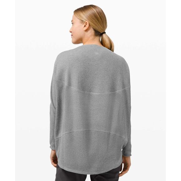 Lululemon Back in Action Long Sleeve Waffle Heathered Grey Women's Blouse Top - Picture 1 of 6